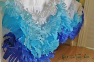 Little Mermaid Under the Sea 1st Birthday Party Decor with DIY Crepe Paper Waves | missfrugalfancypants.com