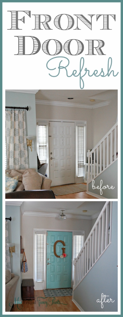 Aqua Front Door Refresh | missfrugalfancypants.com