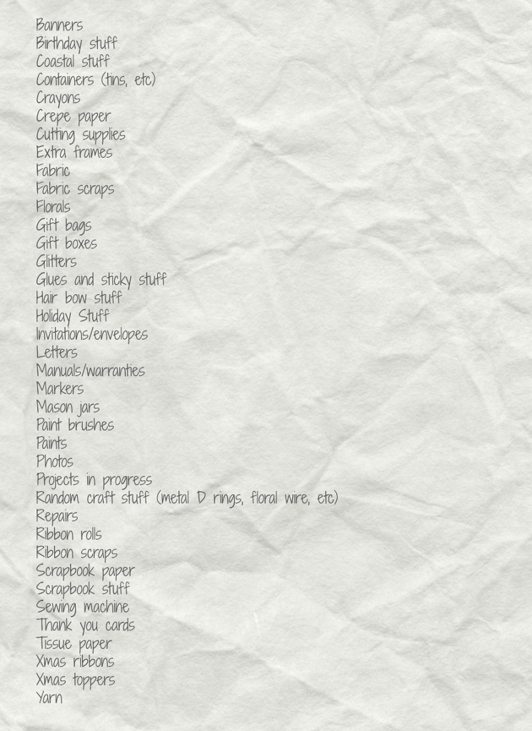 Craft Closet List