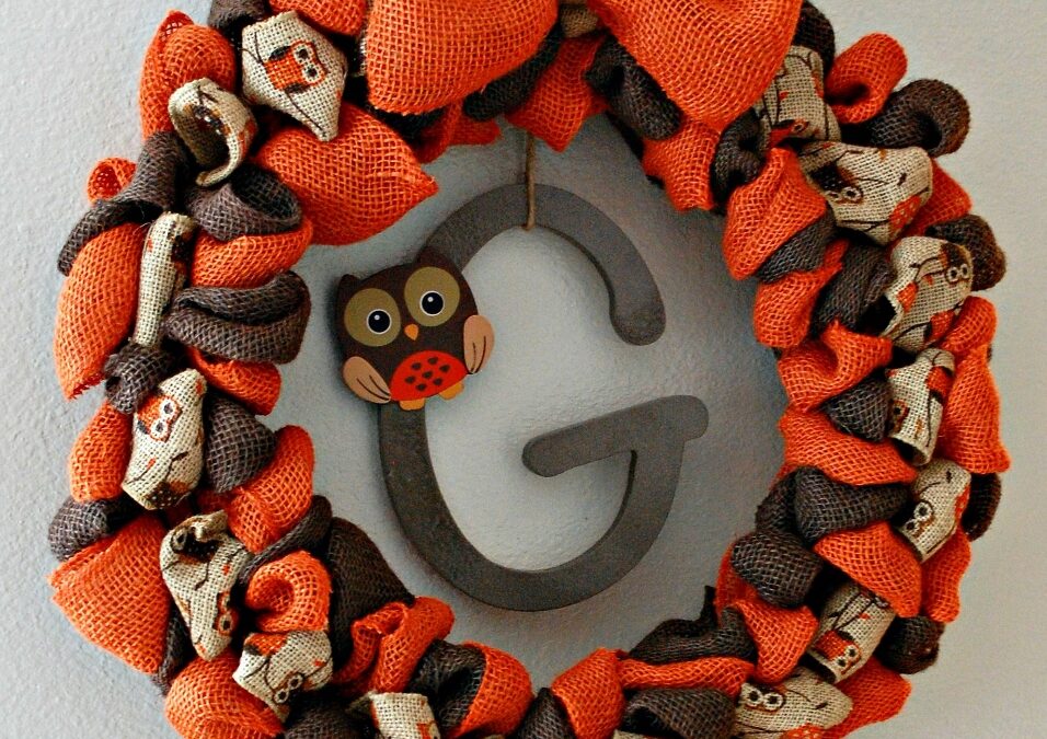 Burlap Fall Wreath with Owls
