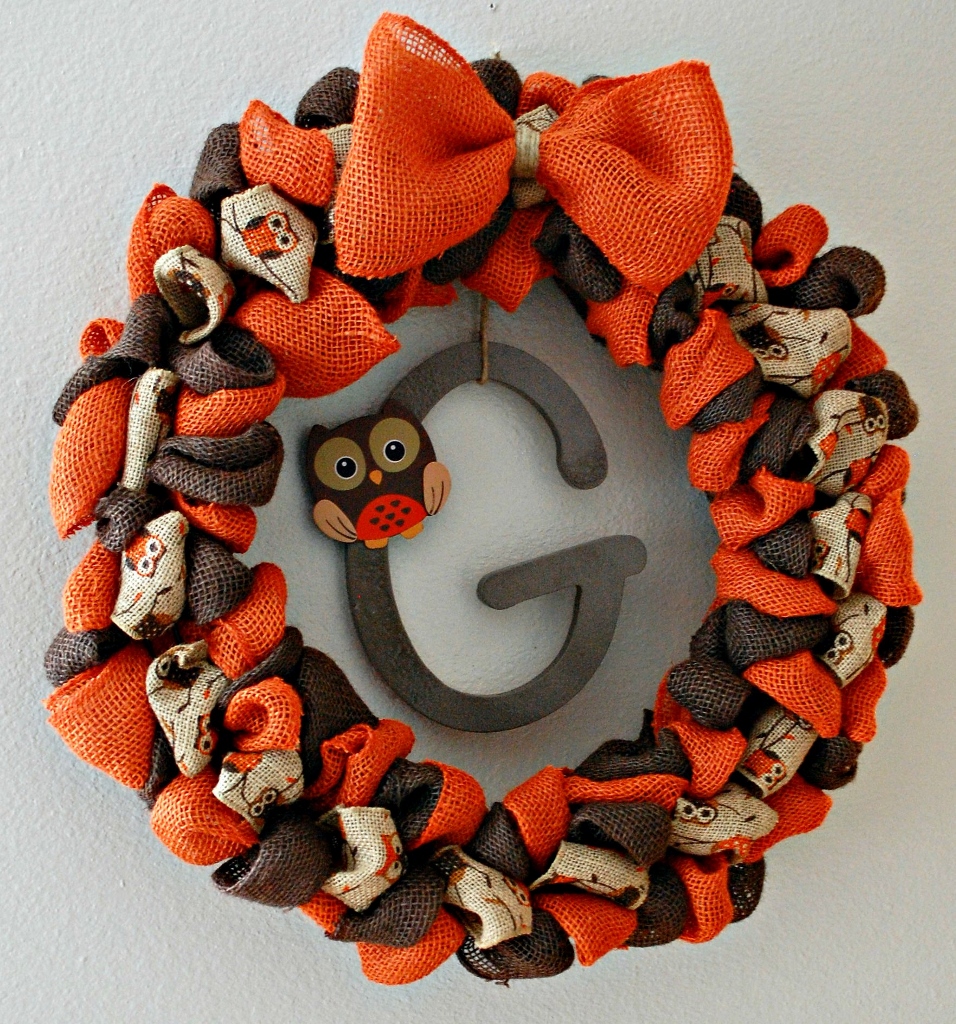 Burlap Fall Wreath with Owls