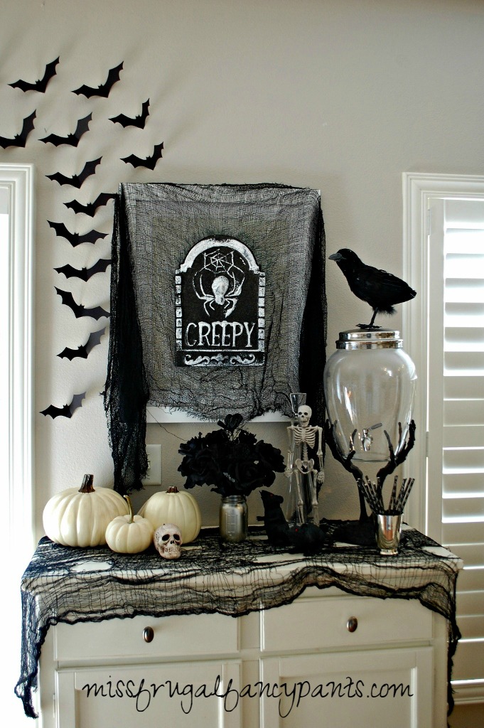 Creepy & Elegant Black & Silver Halloween Decor with Dollar Store Finds | missfrugalfancypants.com