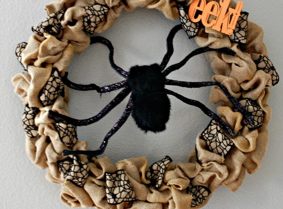 Halloween Burlap Spider Wreath