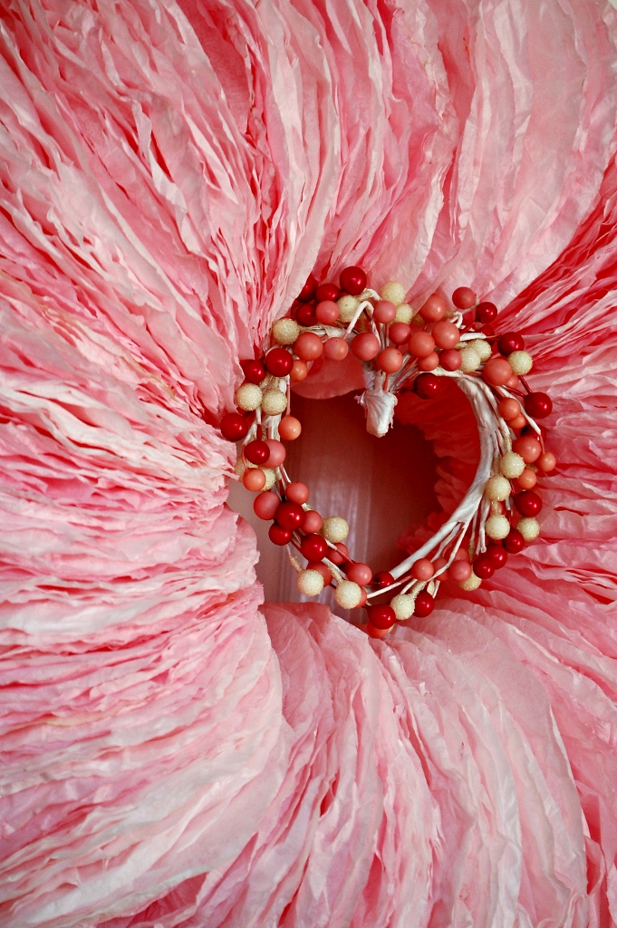 Valentine's Day - Pink Coffee Filter Heart Wreath - Family and the Lake  House