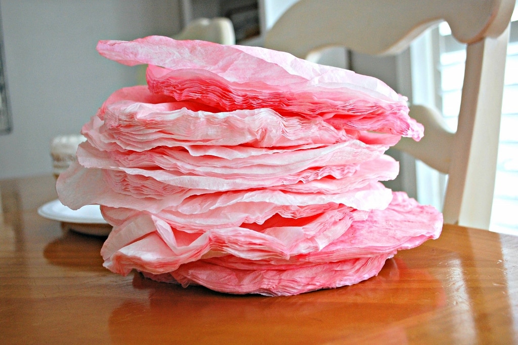 Valentine's Day - Pink Coffee Filter Heart Wreath - Family and the