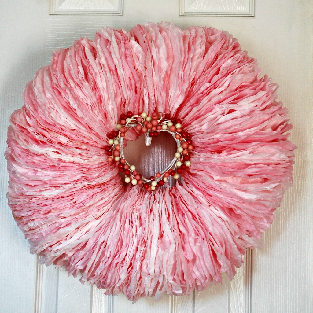 DIY Coffee Filter Wreath for Valentine's Day | missfrugalfancypants.com