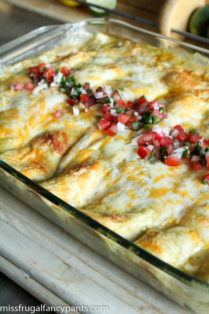 Black Bean & Chicken Enchiladas with Roasted Poblano Peppers and Corn | Recipes from Co-Op Produce | missfrugalfancypants.com