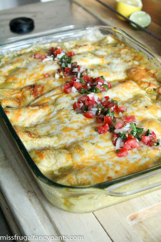 Black Bean & Chicken Enchiladas with Roasted Poblano Peppers and Corn | Recipes from Co-Op Produce | missfrugalfancypants.com