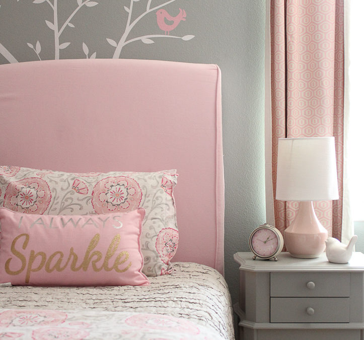 Pink & Gray Girl’s Room with Ikea Hemnes Hack